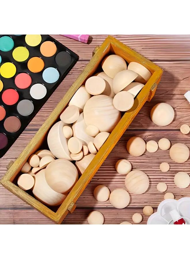 Natural Unfinished Wooden Half Sphere Beads 50mm 5pcs DIY Craft Jewelry Making Supplies - Image 3